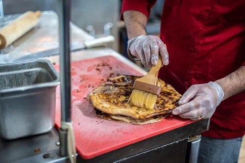 Chef making a tandoori bread Stock Photos