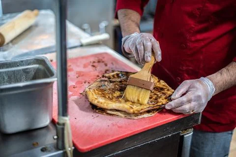 Chef making a tandoori bread Stock Photos