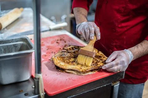 Chef making a tandoori bread Stock Photos