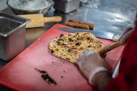 Chef making a tandoori bread Stock Photos