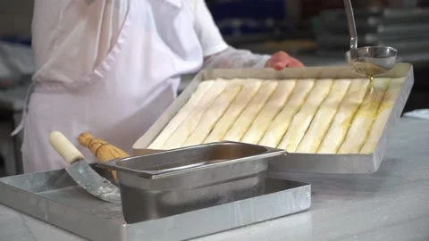 A chef making Turkish baklava Stock Footage 150082896