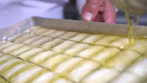 A chef making Turkish baklava Stock Footage 150082966