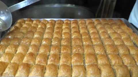A chef making Turkish baklava Stock Footage 150083216
