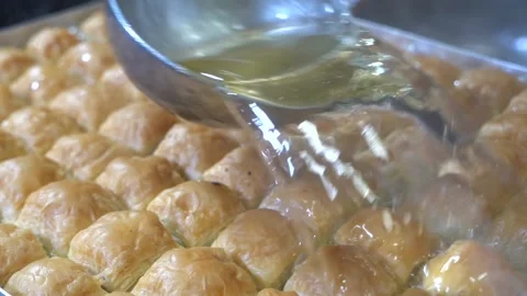 A chef making Turkish baklava Stock Footage 150083276