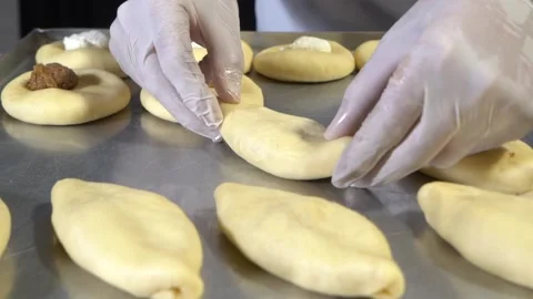 The chef is making Turkish pastries. Stock Footage 150092135