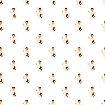Chef man holding folder seamless pattern background Illustrazione stock