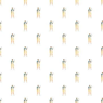 Chef man with spatula seamless pattern background Stock Illustration