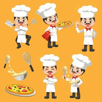 Chef mascot in cartoon character vector design for bakery business Stock Illustration