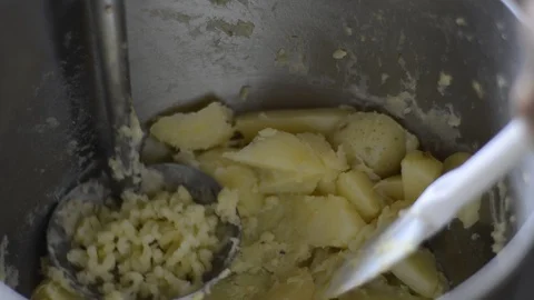Chef Mashed potatoes and cooking in the bowl. Stock Footage 87195017