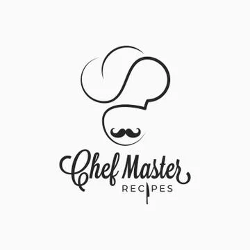 Chef master logo on retro white background Illustration