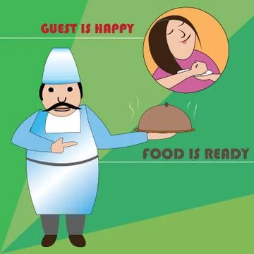 Chef with meal prepared Illustrazione stock