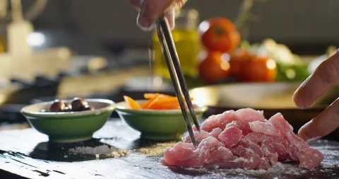 Chef Mix Raw Meat With Flour 4k Stock Footage 85836089