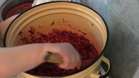 The chef mixes the beets Stock Footage 160947660