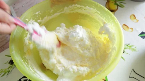 The chef mixes whites whipped Stock Footage 129302940