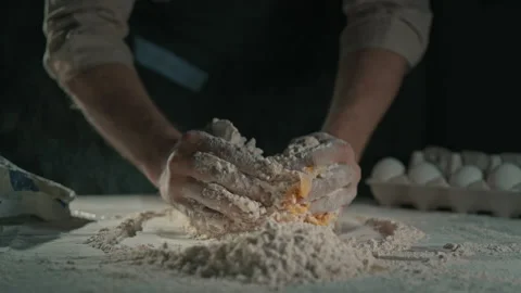 Chef mixing eggs and flour for pie Stock Footage 237525241