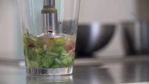 Chef mixing Vegetables to get a Cream Soup Stock-Footage 84272260