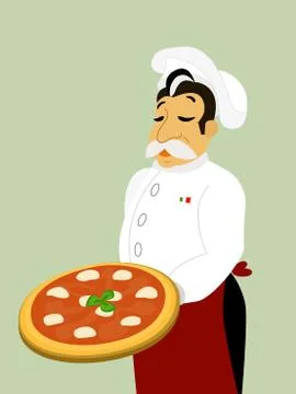 Chef with mocarella pizza Illustrazione stock