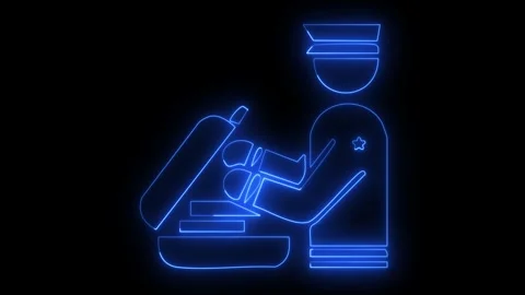 Chef Neon Icon Chopping Vegetables Dynamic Food Preparation Outline Animation 库存影片 330849152