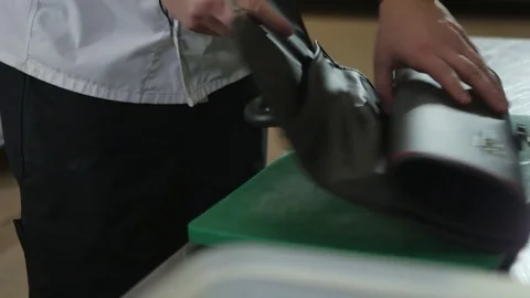 Chef opens his knife case Video stock 72274895