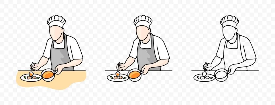Chef or cook preparing a dish, graphic design Illustrazione stock