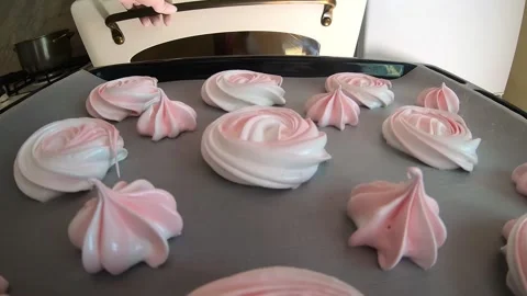 The chef, pastry chef prepares a cake in the oven, first-person view. The pastry Stock Footage 146679609