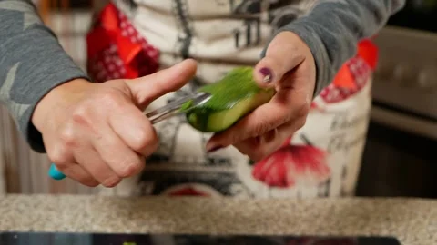 The chef peels the cucumber Stock Footage 161223588