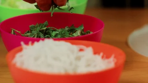 Chef picking up Herbs Stock Footage 83342223