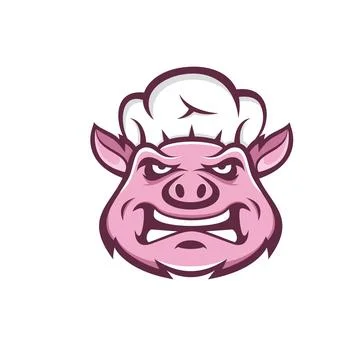 Chef Pig Mascot Logo Design Vector Template Stock Illustration