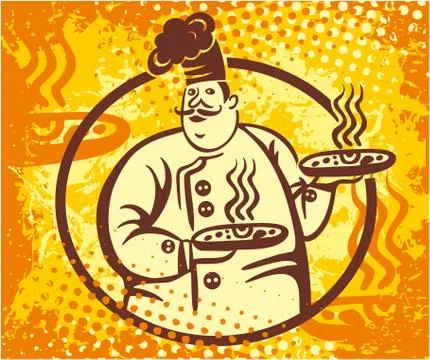 Chef pizza banner Illustrazione stock
