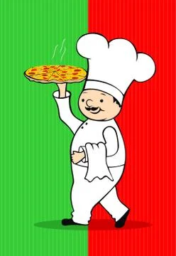 Chef with pizza Stock Illustration