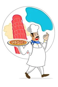 Chef with pizza Illustrazione stock