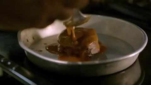 Chef Plating Meat with Sauce - Close-up Shot Video stock 290870680
