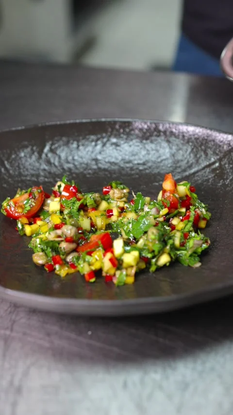 Chef Plating Salad Stock Footage 274389085