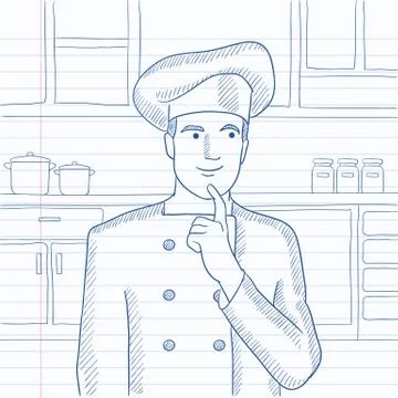 Chef pointing forefinger up Stock Illustration