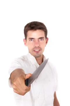 Chef pointing with the knife Stock Photos