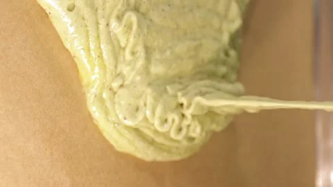 Chef Pouring Biscuit Dough Stock Footage 247137876