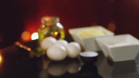 Chef pouring flour on the kitchen table Stock Footage 100649257