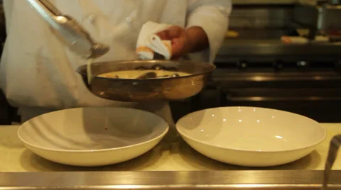 The Chef prepared new dish and serving the dish Stock Footage 35447382