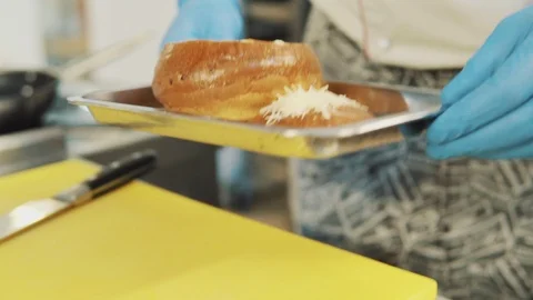 The chef prepares a bun for making soup Stock Footage 89842327