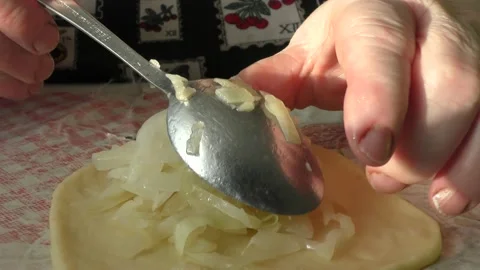 The chef prepares cabbage pies Stock Footage 164037927