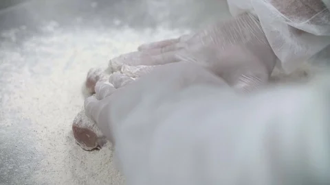 Chef Prepares chicken breast to be fried Stock Footage 108713939