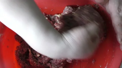 Chef prepares cutlet minced meat Stock Footage 198979077