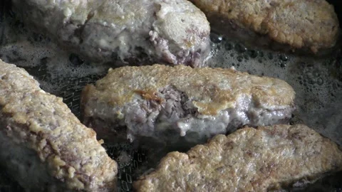 The chef prepares deer meat cutlets.  healthy food concept Stock Footage 155068503