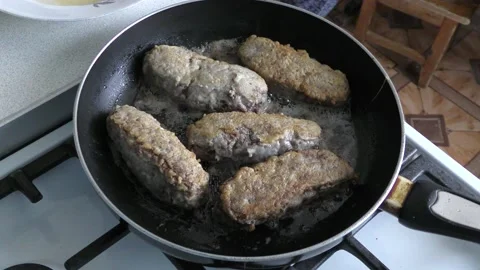 The chef prepares deer meat cutlets.  healthy food concept Stock Footage 155068623