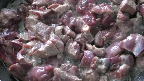 The chef prepares deer meat in a frying pan. healthy food concept Stock Footage 151020443