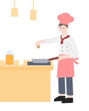 The chef prepares a dish, vector graphics Stock Illustration