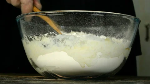 Chef prepares dough for baking. Stock Footage 131437578