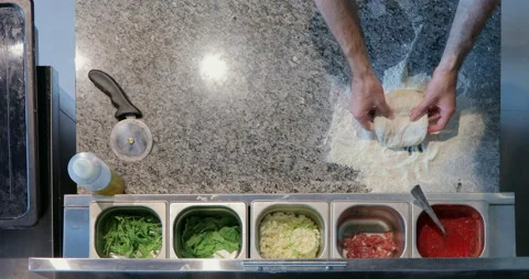 Chef prepares the dough for making pizza. Stock Footage 158997158