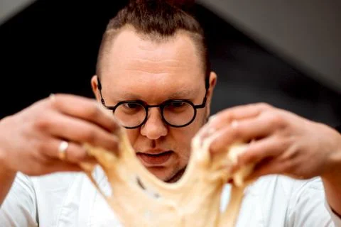 The chef prepares dough Stock Photos