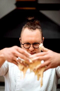 The chef prepares dough Stock Photos